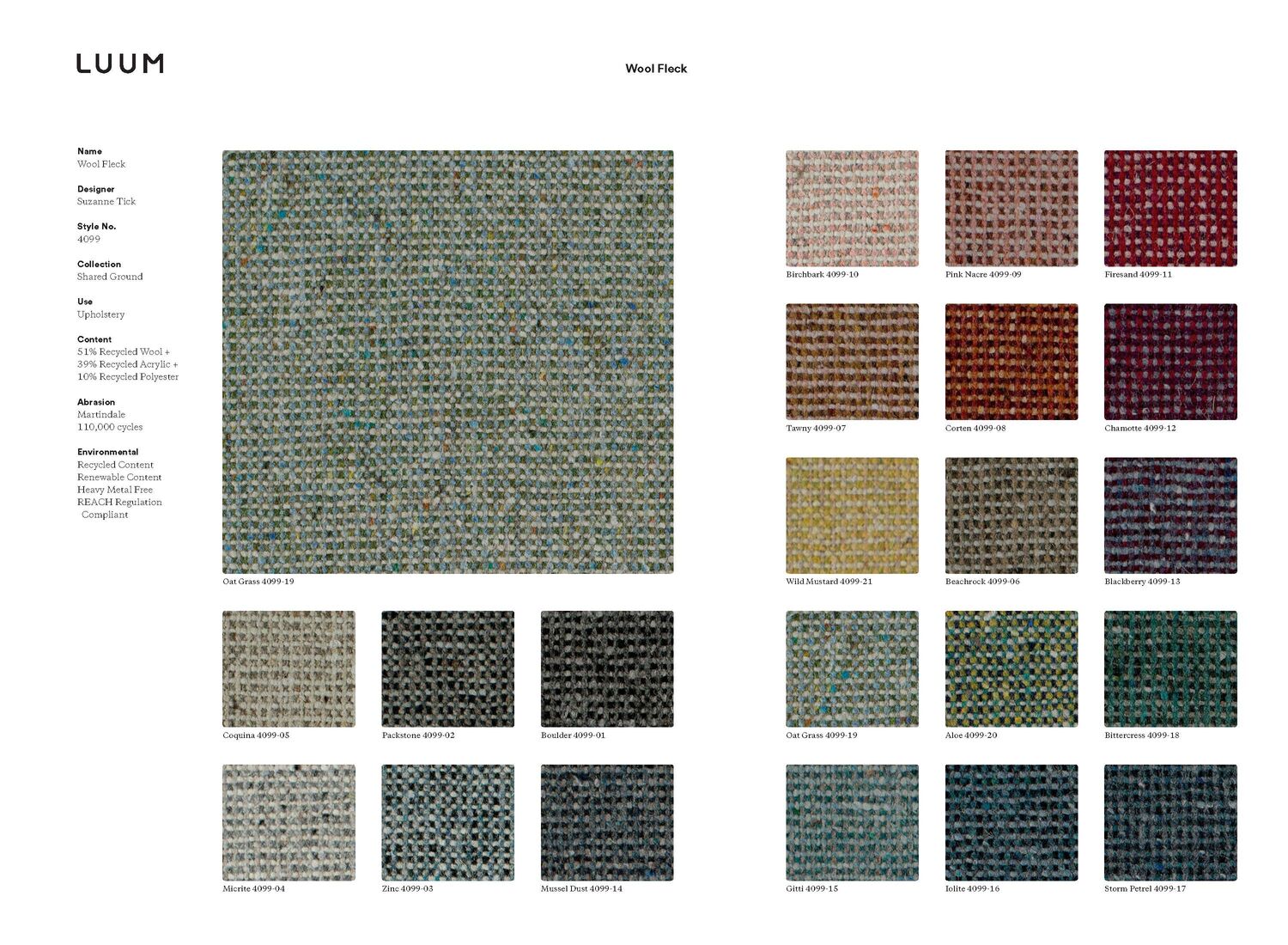 Wool Fleck - Aloe - 4099 - 20 - Half Yard Sample Card