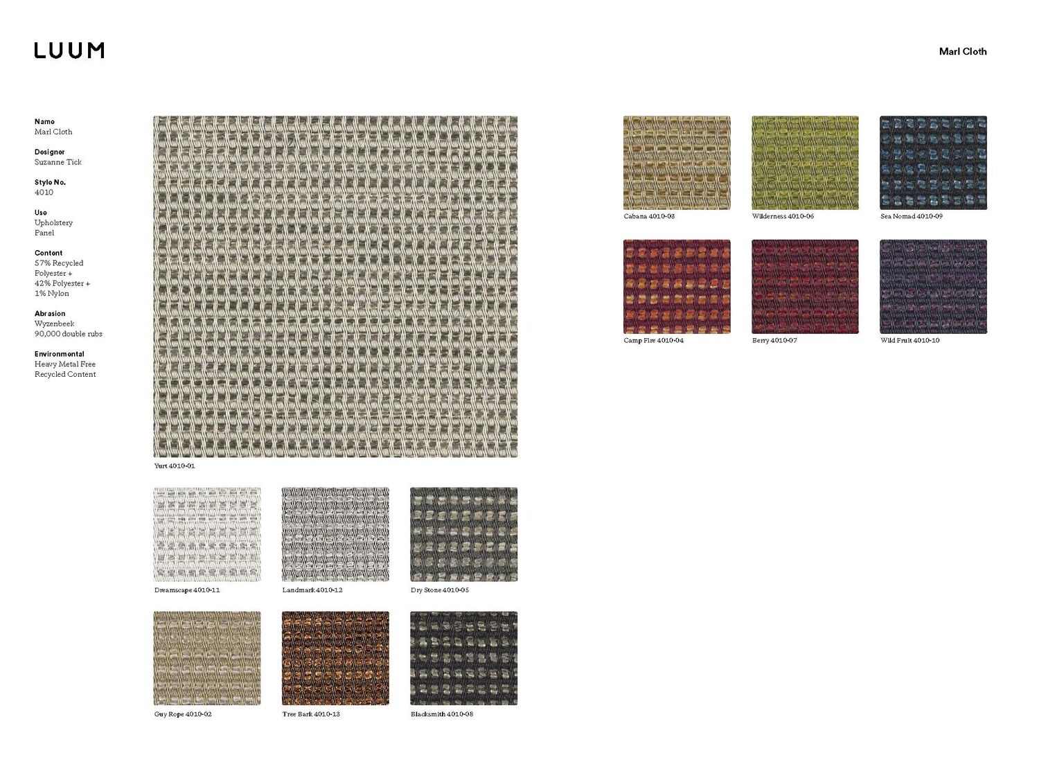 Marl Cloth - Dry Stone - 4010 - 05 Sample Card