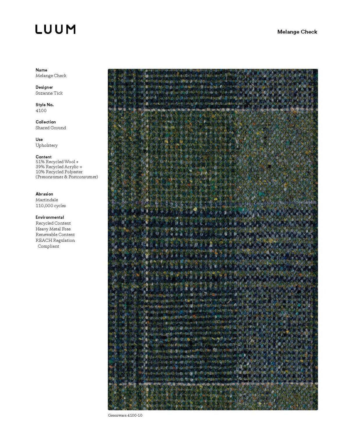 Melange Check - Faience Blue - 4100 - 09 Sample Card