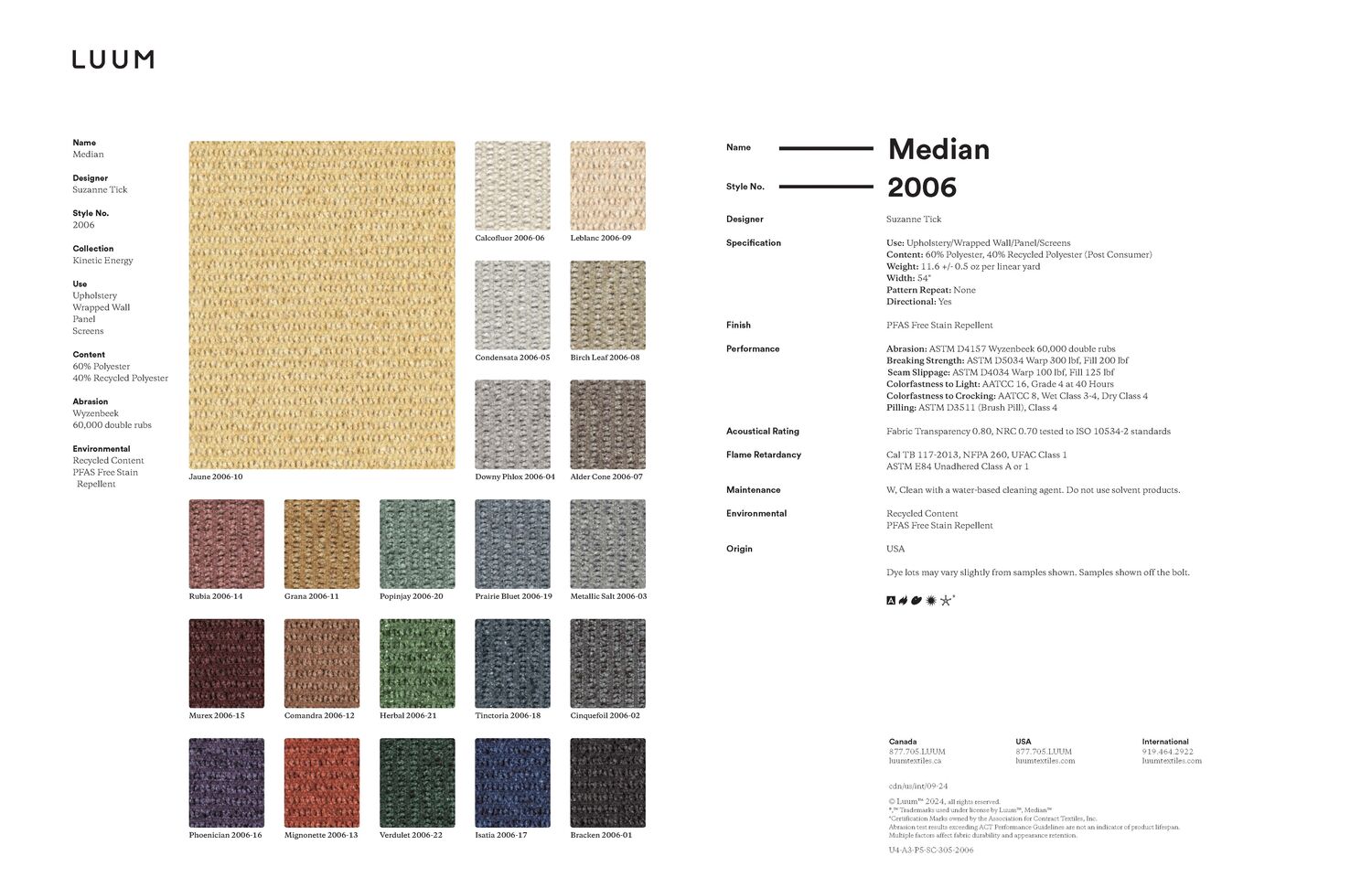 Median - Rubia - 2006 - 14 Sample Card