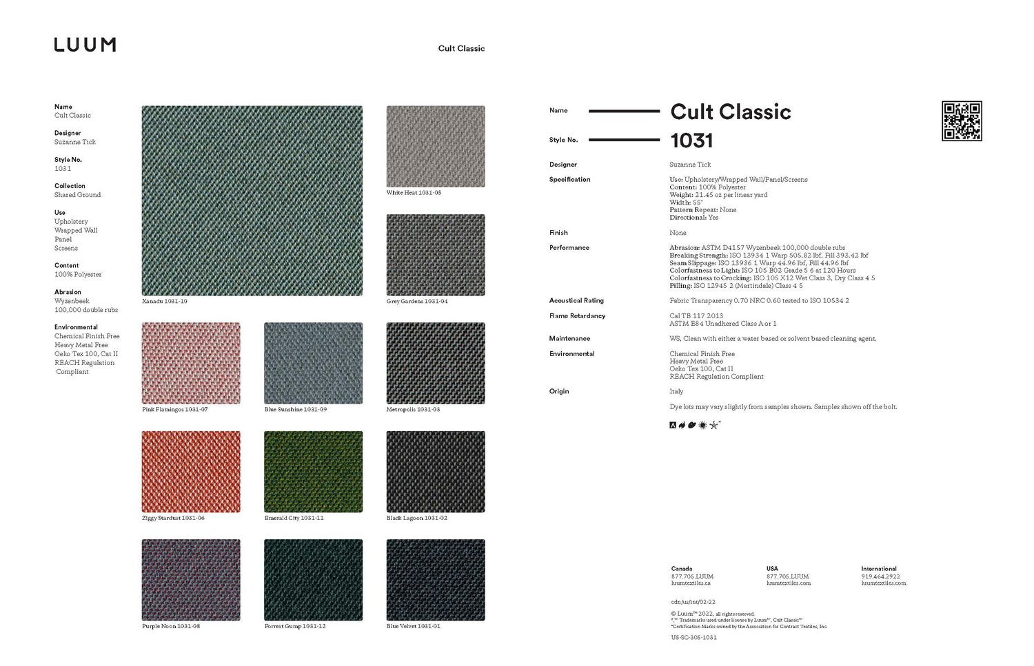 Cult Classic - Blue Velvet - 1031 - 01 Sample Card