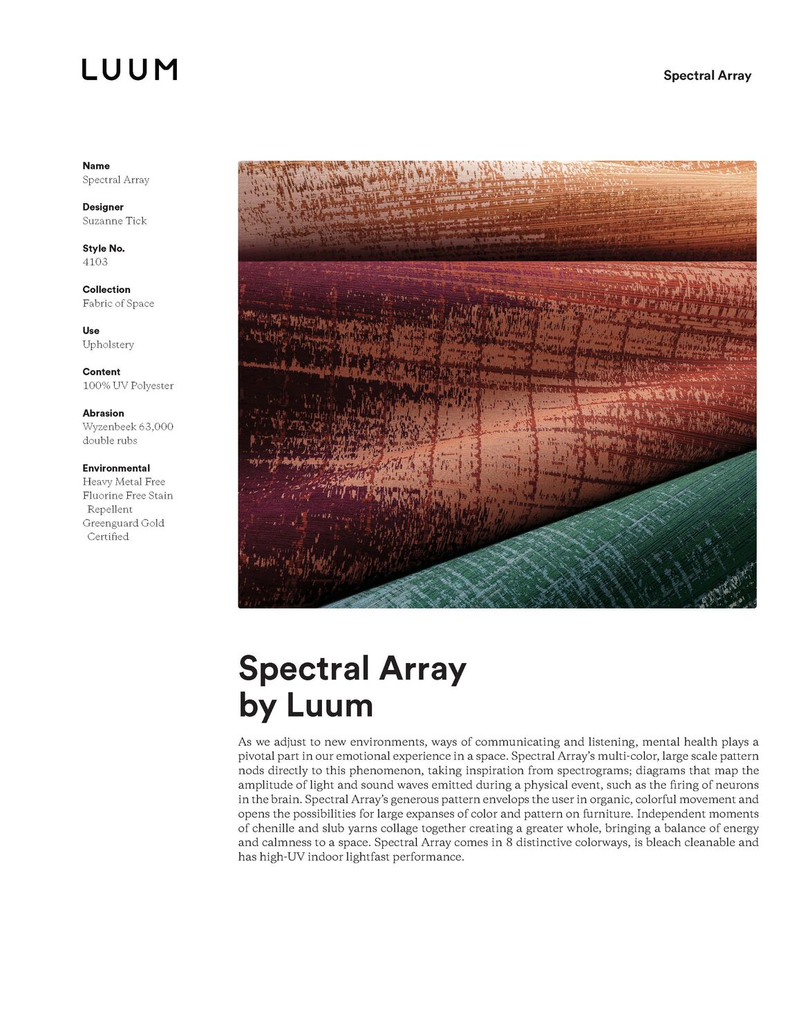 Spectral Array - Arbor Vitae - 4103 - 07 Sample Card