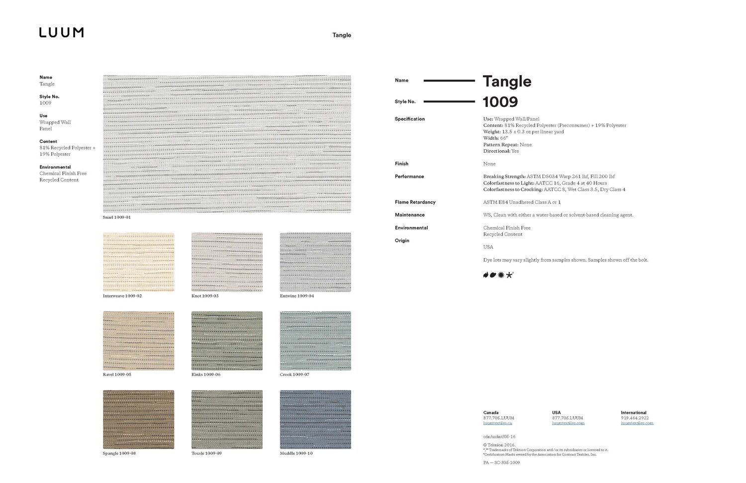 Tangle - Tousle - 1009 - 09 Sample Card