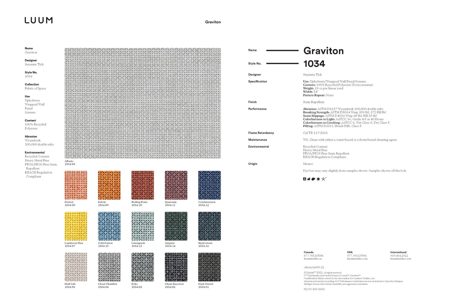 Graviton - Centigrade - 1034 - 13 Sample Card