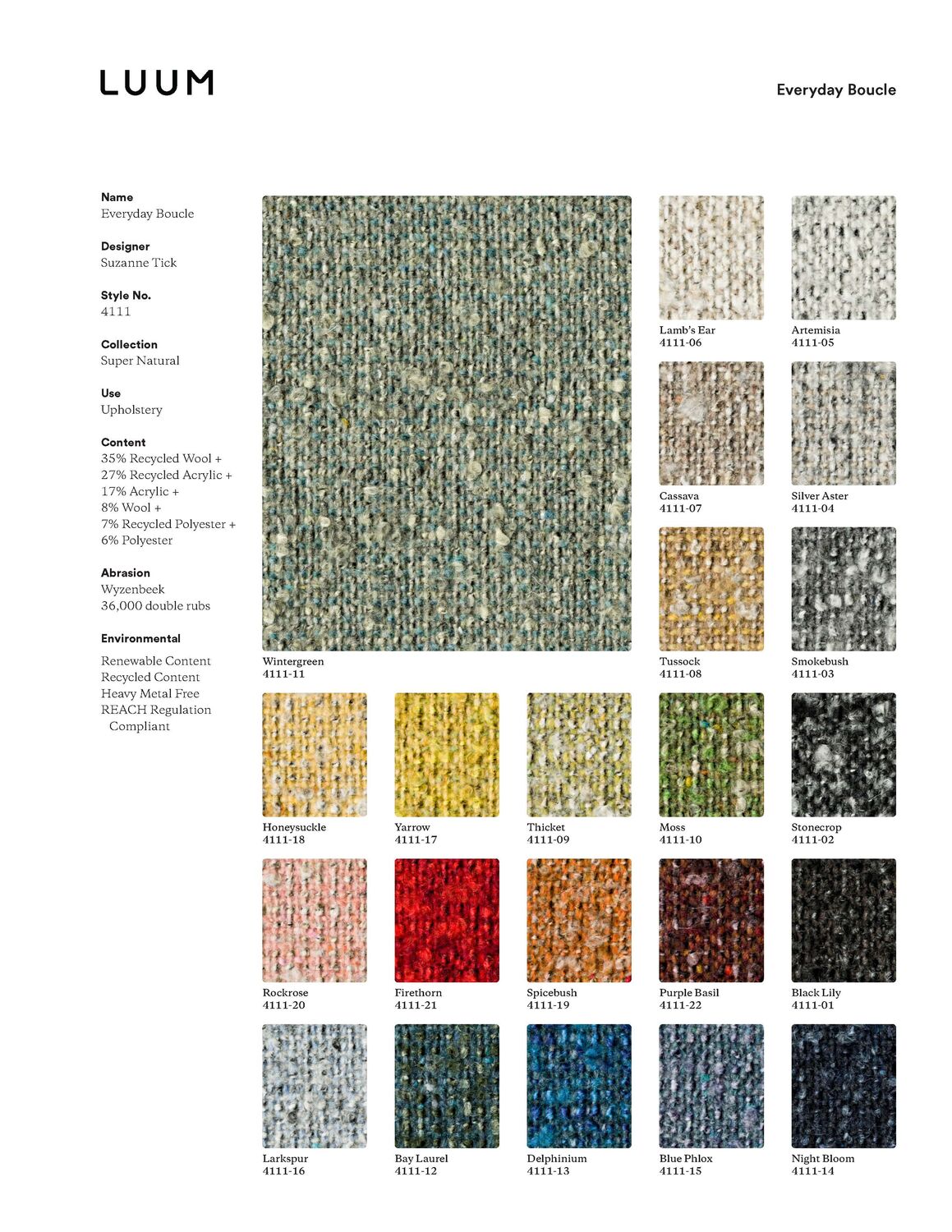 Everyday Boucle - Silver Aster - 4111 - 04 Sample Card